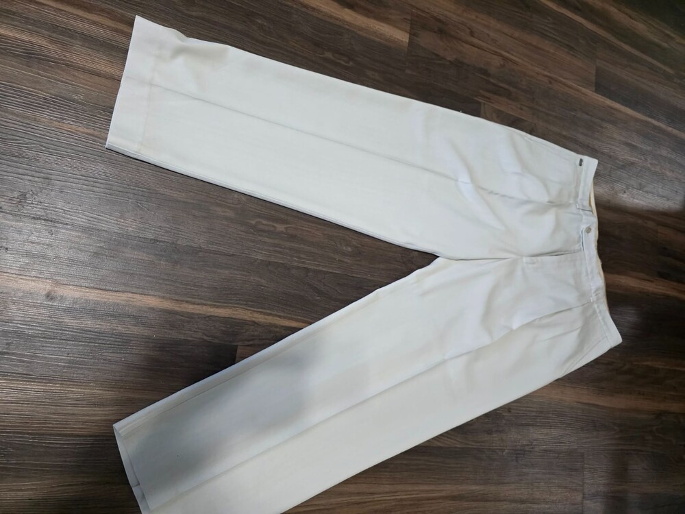 Tommy Bahama Silk Cotton Pleated Pants 38 Unhemmed Ivory Dress Trousers